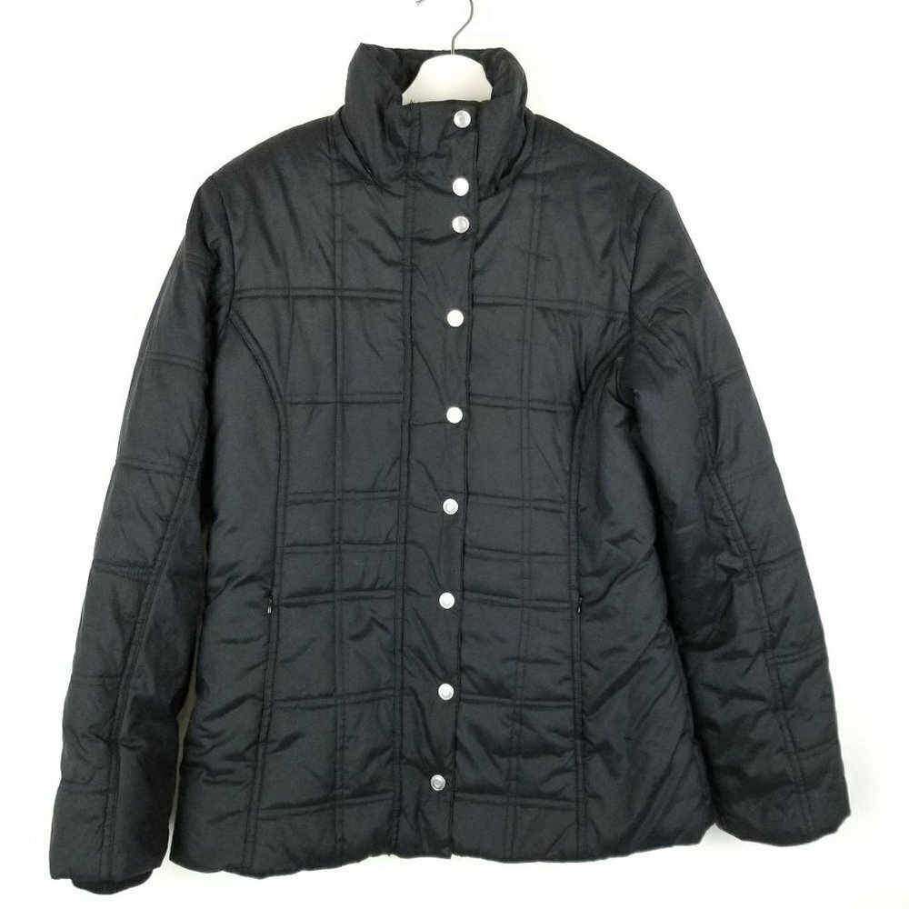 New York & Co Black‎ Quilted Puffer Coat Snap front